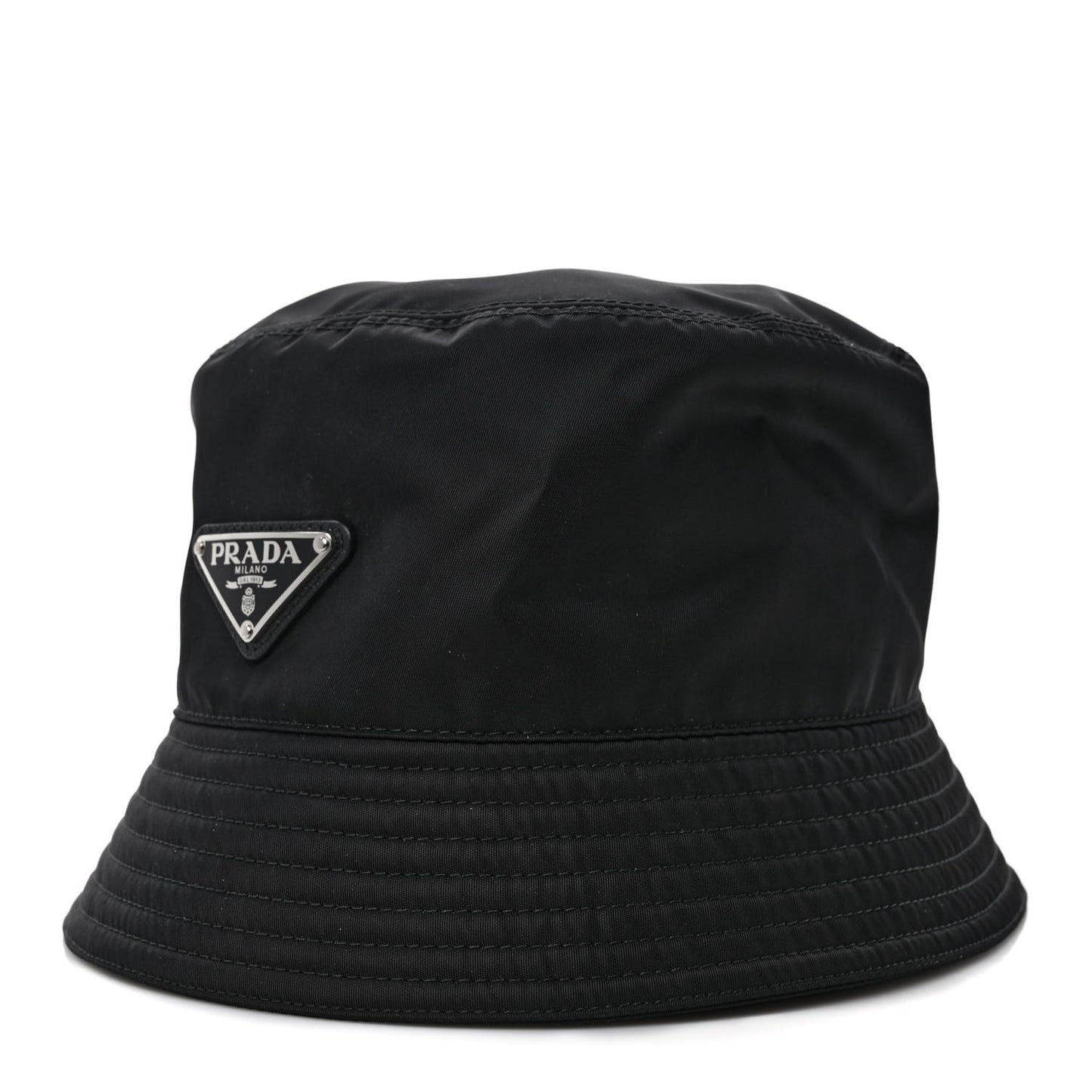 Re-Nylon Metal Triangle Logo Mens Bucket Hat L Black