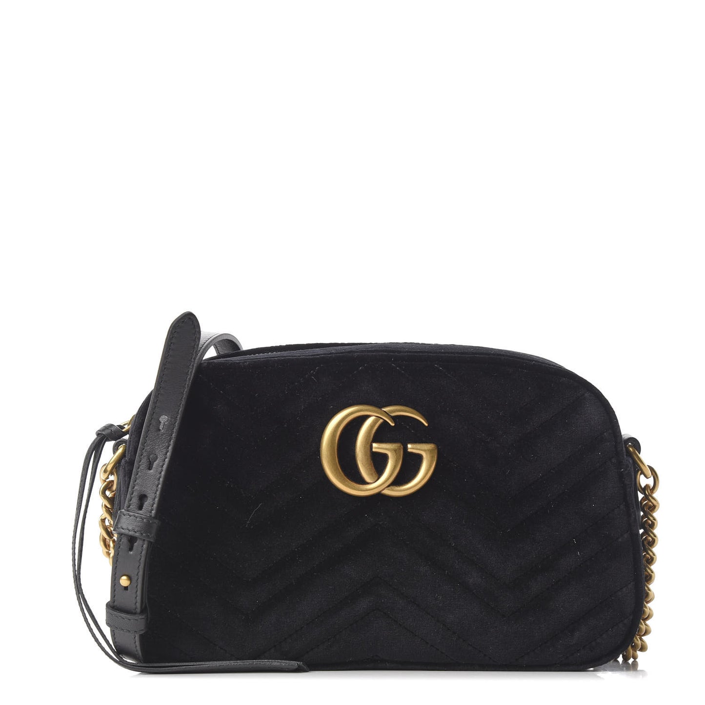 Velvet Matelasse Small GG Marmont Chain Shoulder Bag Black