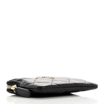 Chanel Caviar Quilted Crystal Zip Card Holder Wallet Black 4 of 8