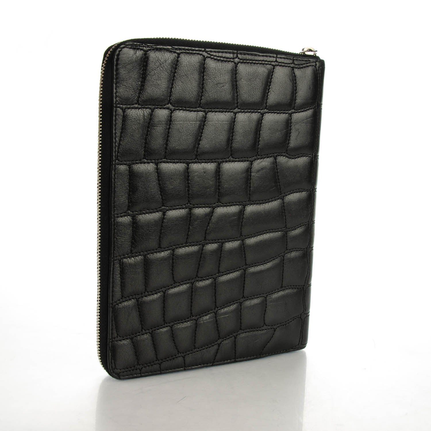 Chanel Calfskin Coco's Croc Zip Around Notebook Cover Black 3 of 8