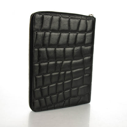 Chanel Calfskin Coco's Croc Zip Around Notebook Cover Black 3 of 8
