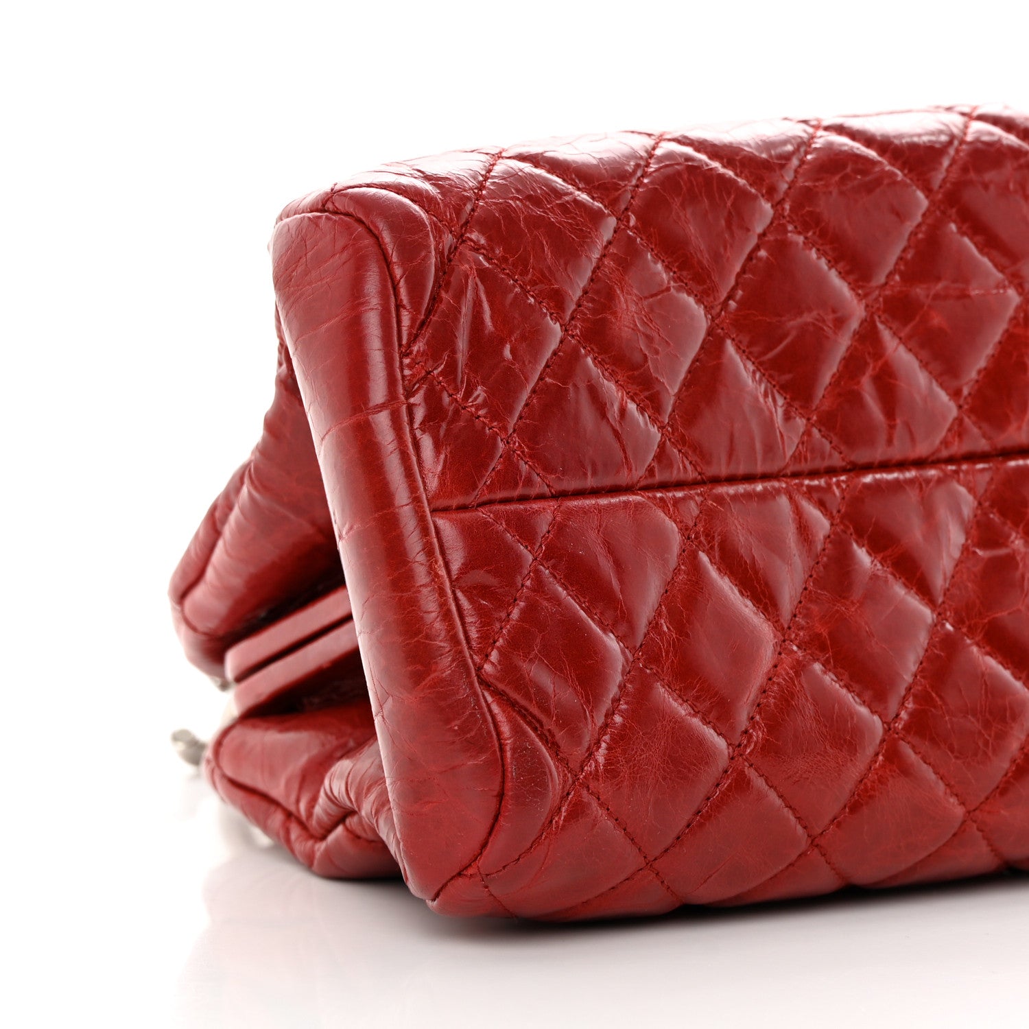 Chanel Glazed Calfskin Quilted Medium Just Mademoiselle Bowling Bag Red 9 of 13