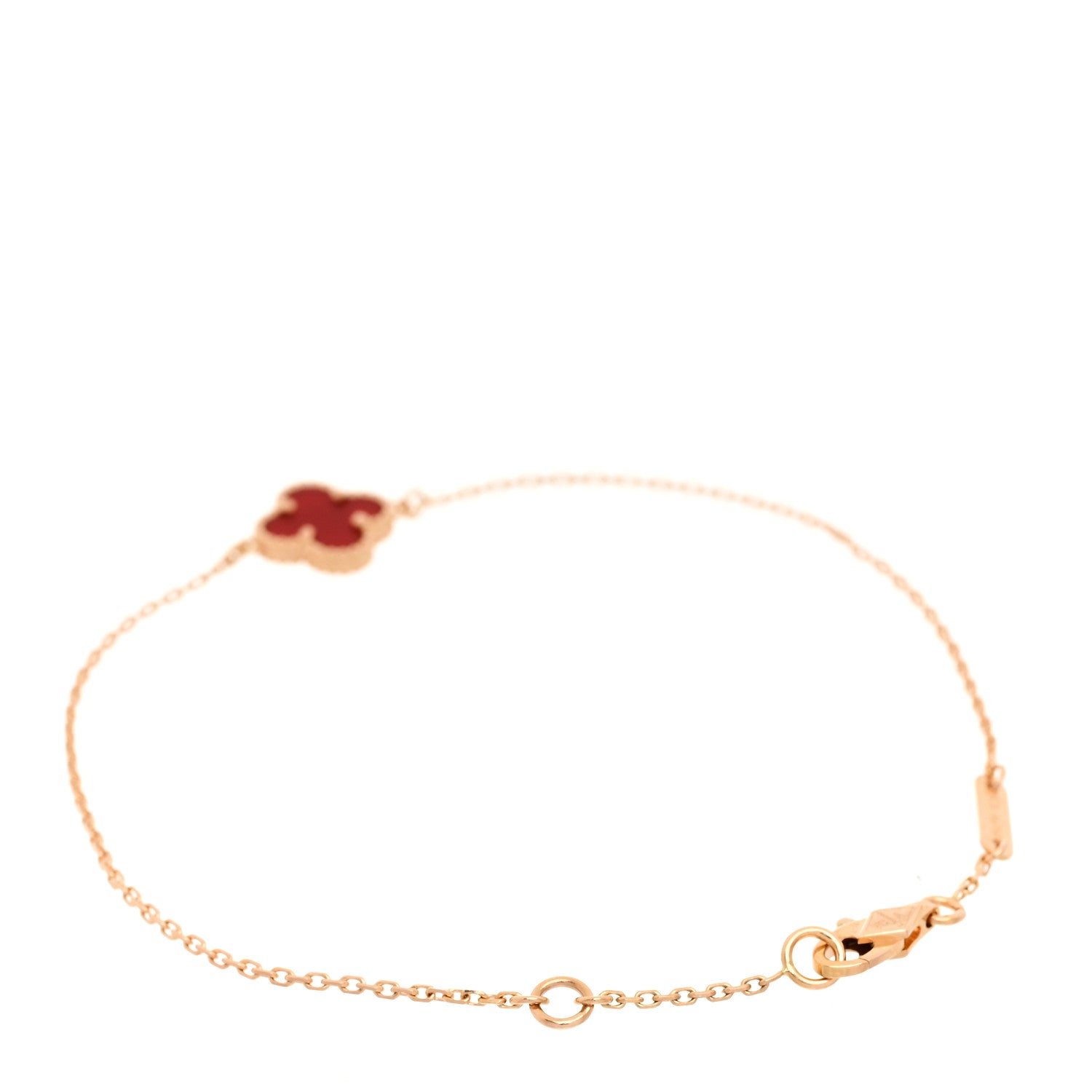 Van Cleef & Arpels 18K Rose Gold Carnelian Sweet Alhambra Bracelet 2 of 6