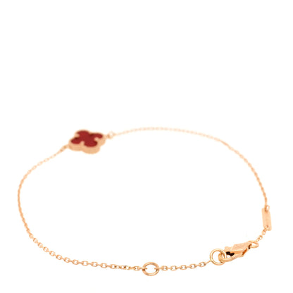 Van Cleef & Arpels 18K Rose Gold Carnelian Sweet Alhambra Bracelet 2 of 6