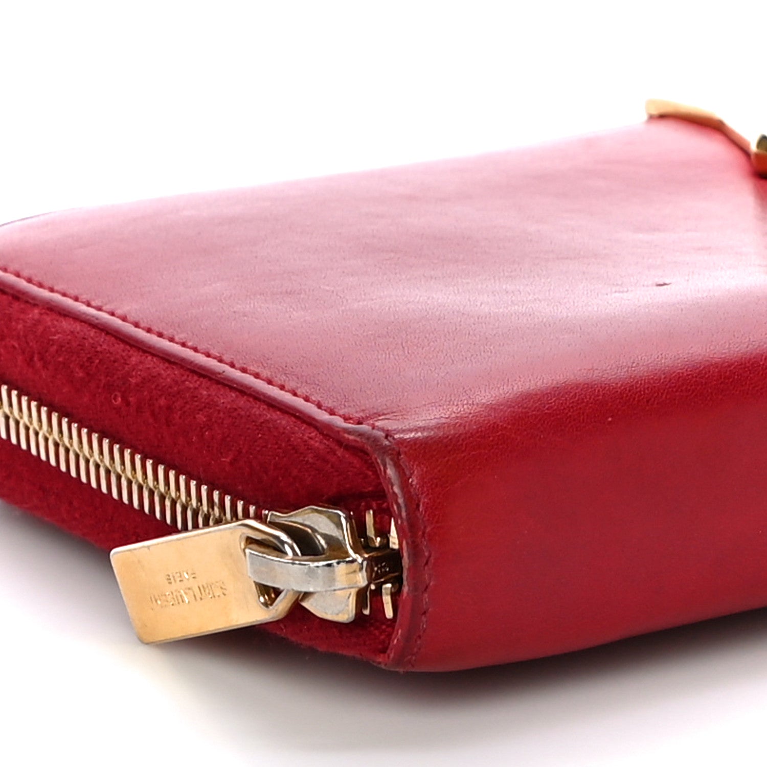 Saint Laurent Calfskin Classic Y Ligne Zip Around Wallet Red 10 of 21