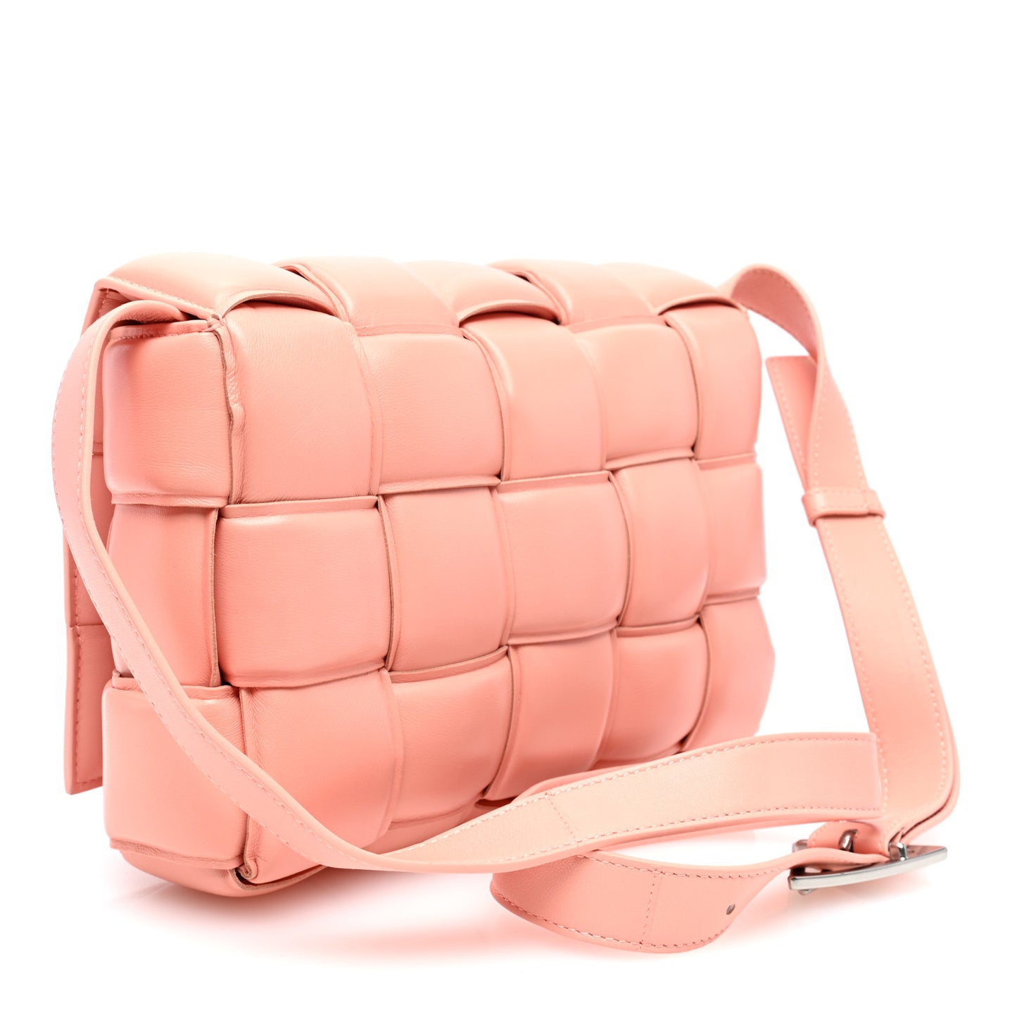 Nappa Maxi Intreccio Padded Cassette Crossbody Bag Peachy