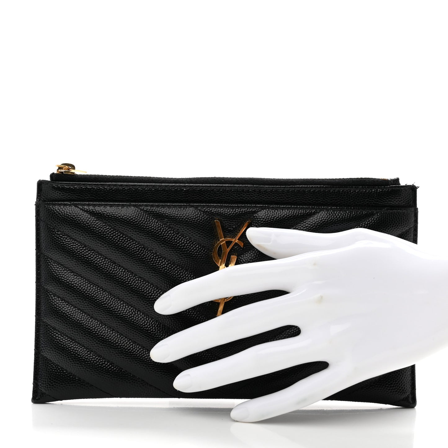 Grain De Poudre Chevron Monogram Bill Pouch Black