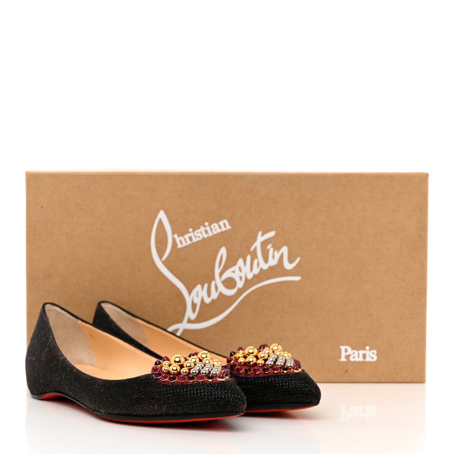 Glitter Tisse Veau Velours Heart Embellished Coramia Point Toe Flats 35 Black