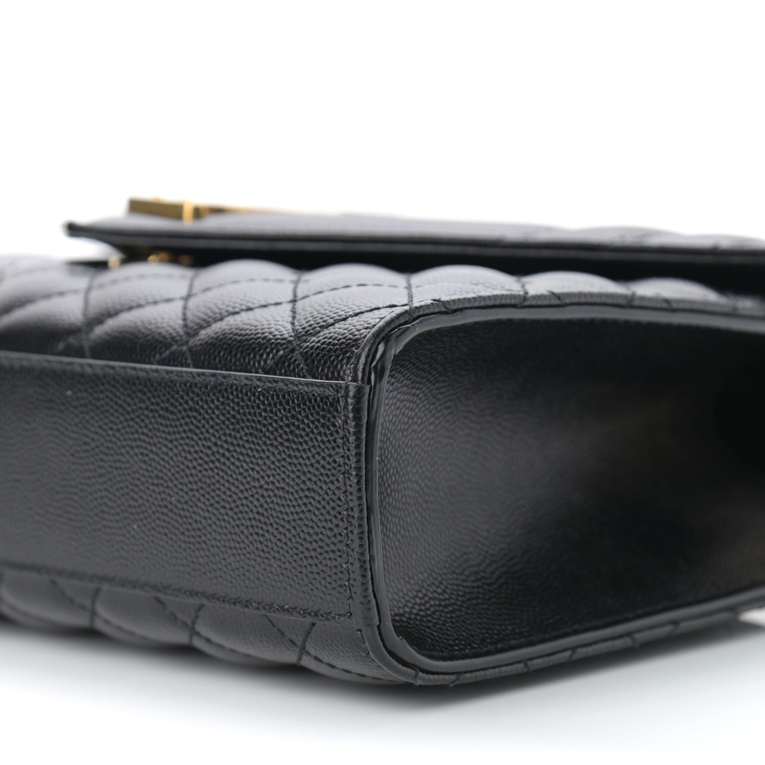 Saint Laurent Grain De Poudre Textured Mixed Matelasse Triquilt Medium Monogram Satchel Black 11 of 12