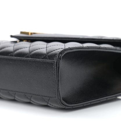 Saint Laurent Grain De Poudre Textured Mixed Matelasse Triquilt Medium Monogram Satchel Black 11 of 12