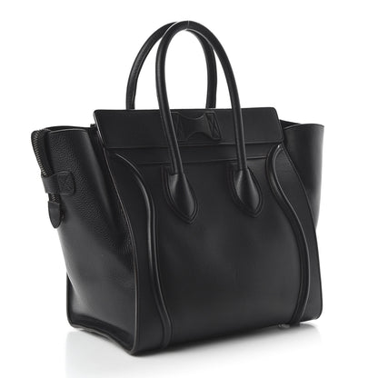 Celine Drummed Calfskin Mini Luggage Black 2 of 8
