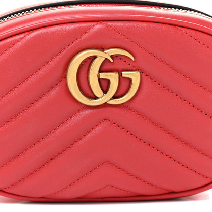 Gucci Calfskin Matelasse GG Marmont Belt Bag 85 34 Hibiscus Red 9 of 11