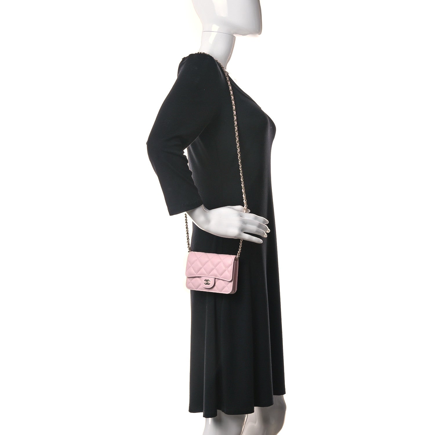 Chanel Caviar Quilted Mini Chain Bag Dark Pink 2 of 12