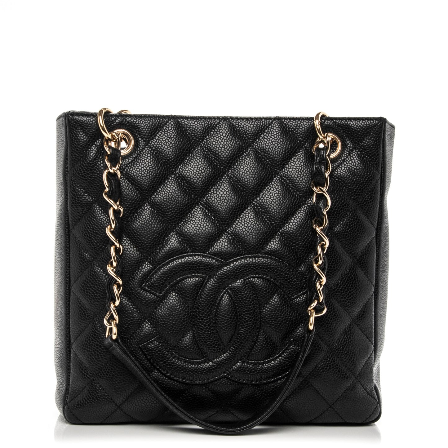 Caviar Quilted Petit Shopping Tote PST Black