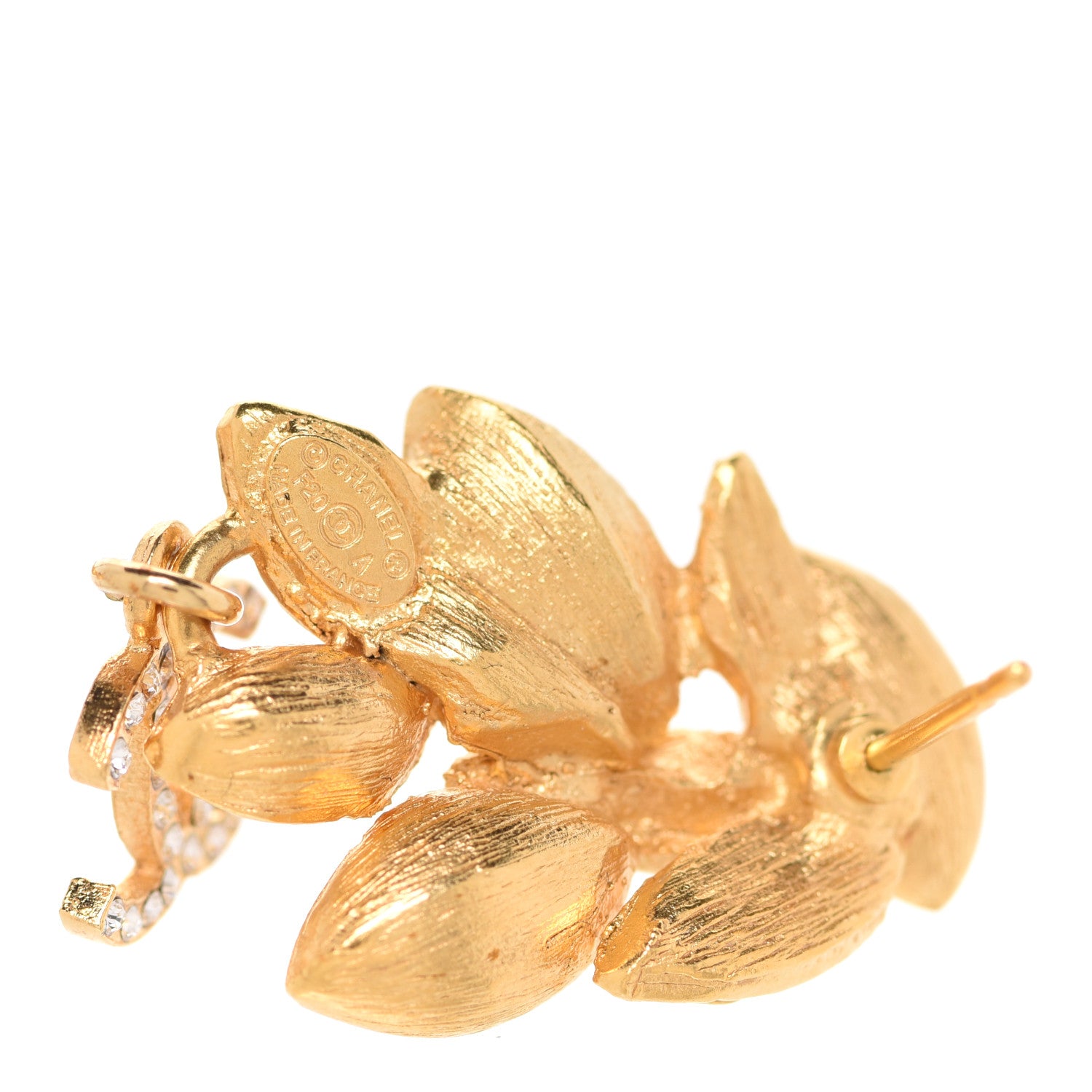Chanel Crystal Sparkling Wheat CC Drop Earrings Gold 4 of 5