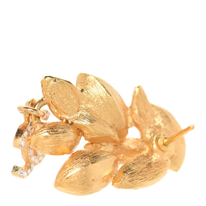 Chanel Crystal Sparkling Wheat CC Drop Earrings Gold 4 of 5