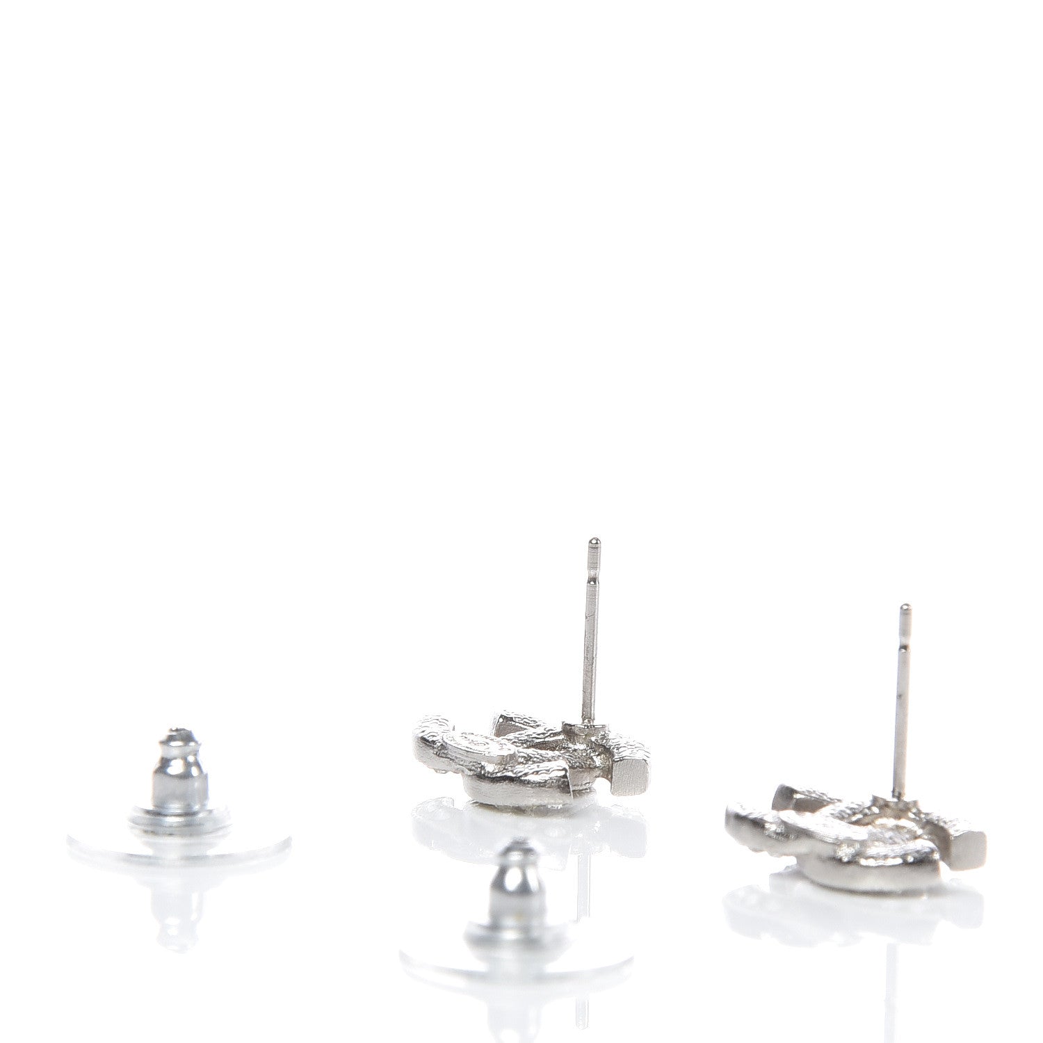 Chanel Crystal Mini Timeless CC Earrings Silver 3 of 10