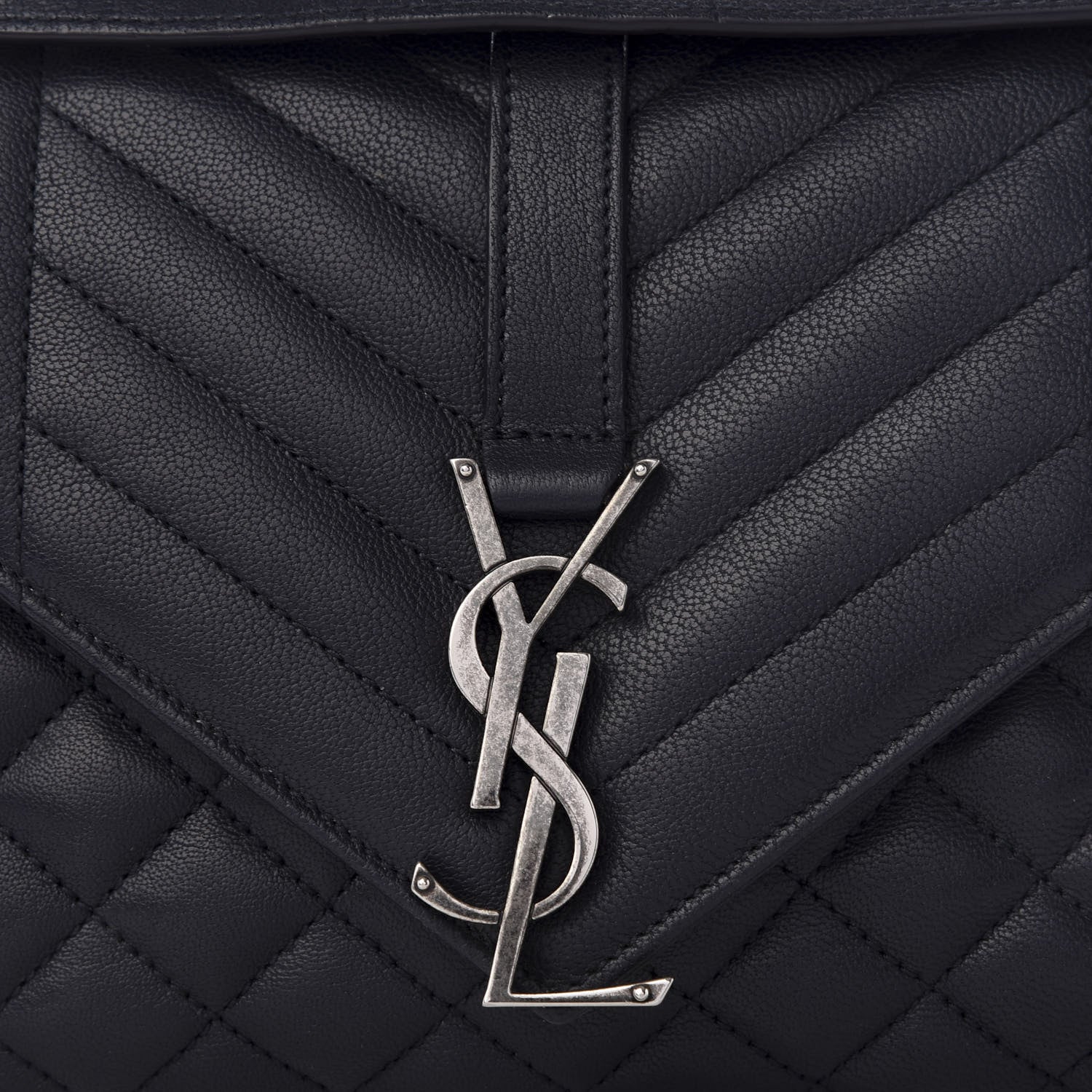 Saint Laurent Sheepskin Tri-Quilt Monogram Medium Soft Envelope Bag Deep Marine 8 of 8