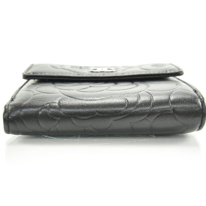 Chanel Leather Camellia Embossed Bi-Fold Wallet Black 5 of 10