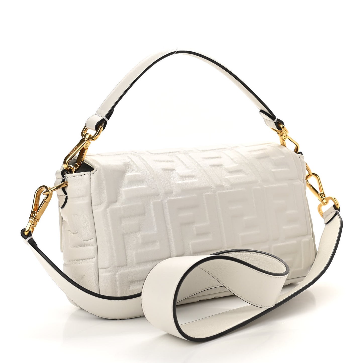 Nappa FF 1974 Embossed Baguette White