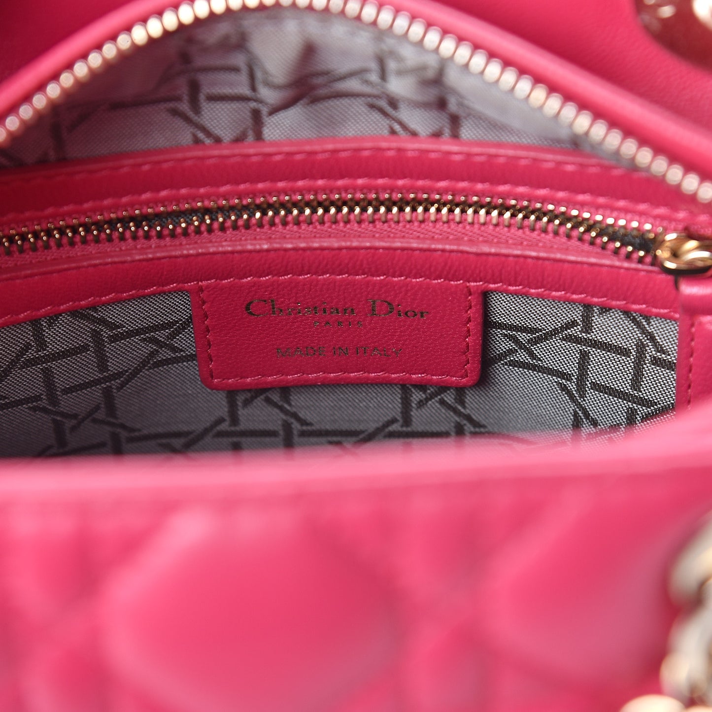 Lambskin Cannage Medium Lady Dior Fuchsia