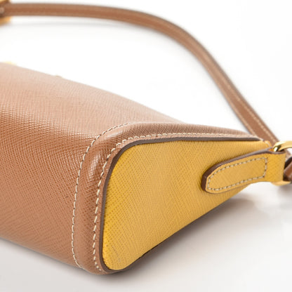 Prada Saffiano Colour Bi-Color Pochette Caramel Mimosa 9 of 10