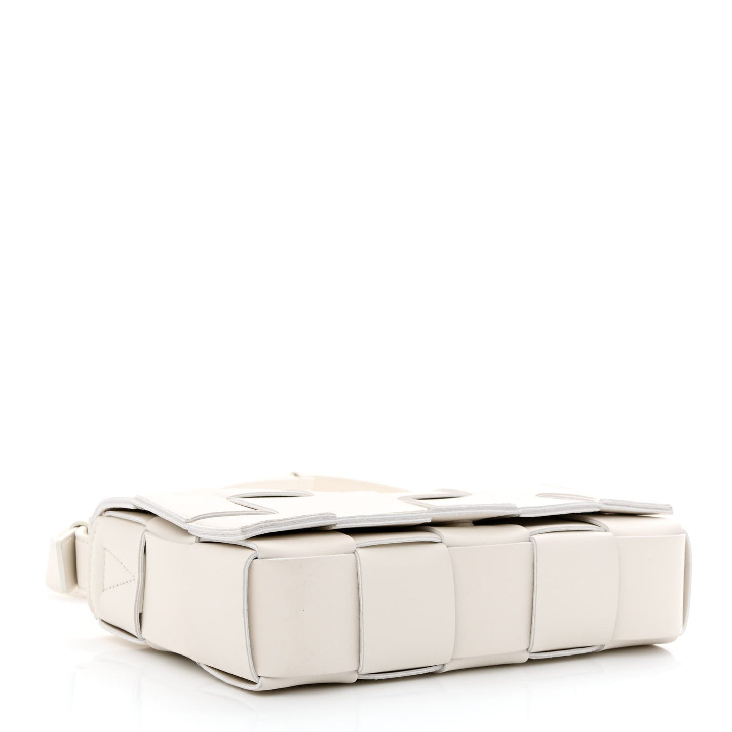 Lambskin Maxi Intrecciato Cassette Crossbody Bag White