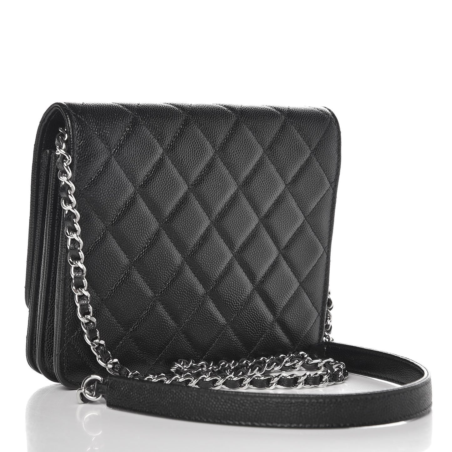 Caviar Quilted Square Wallet On Chain WOC Black
