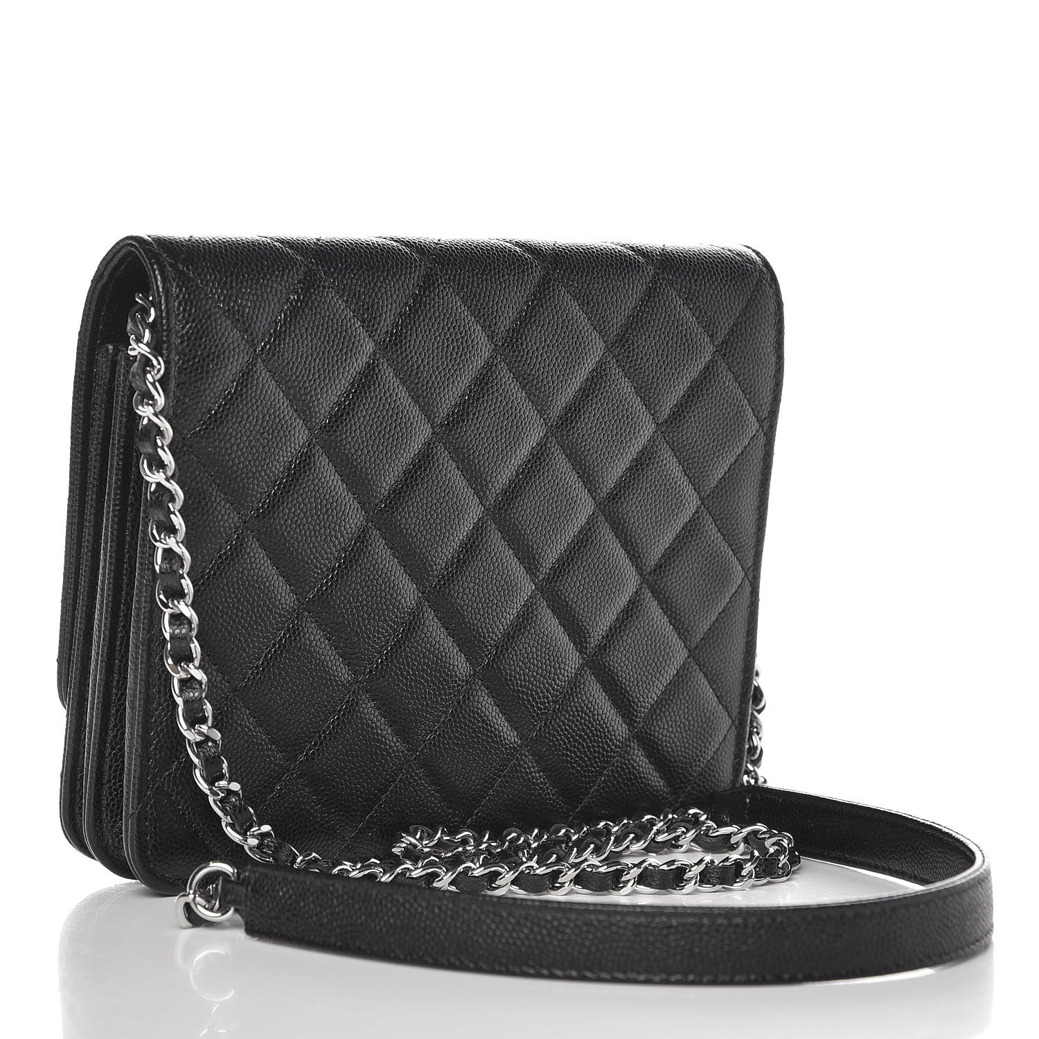 Chanel Caviar Quilted Square Wallet On Chain WOC Black 4 of 17