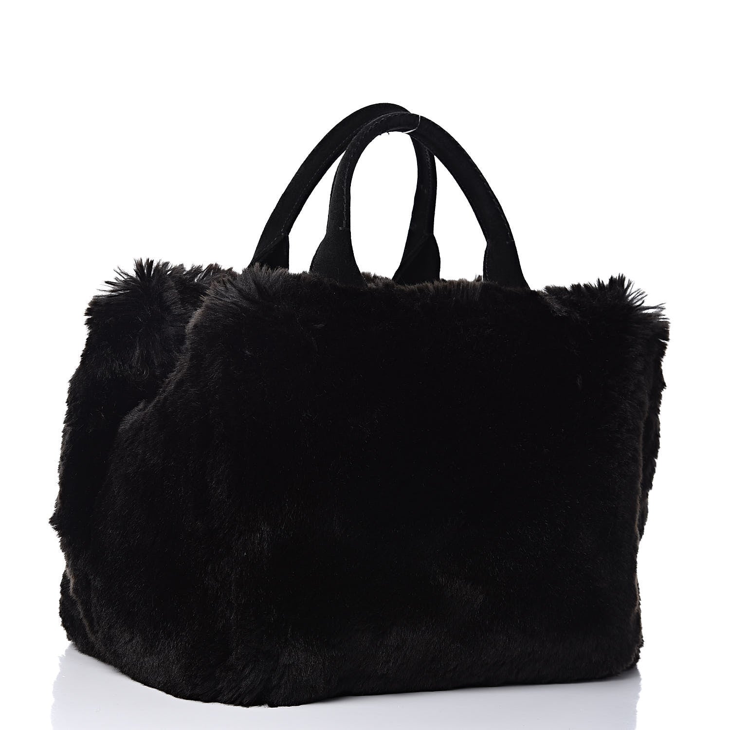 Prada Eco Lapin Faux Fur Handbag Black 3 of 9