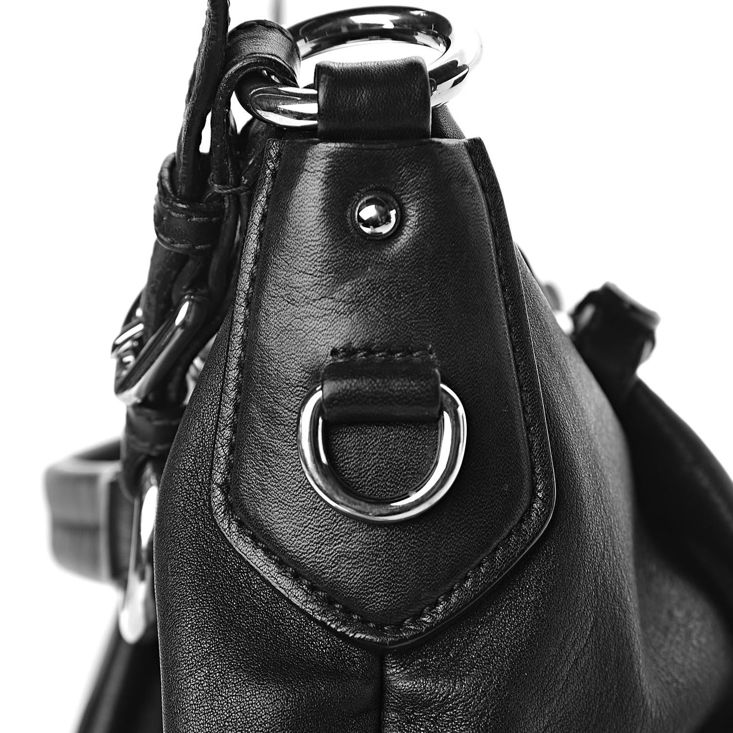Soft Calfskin Pleated Hobo Black