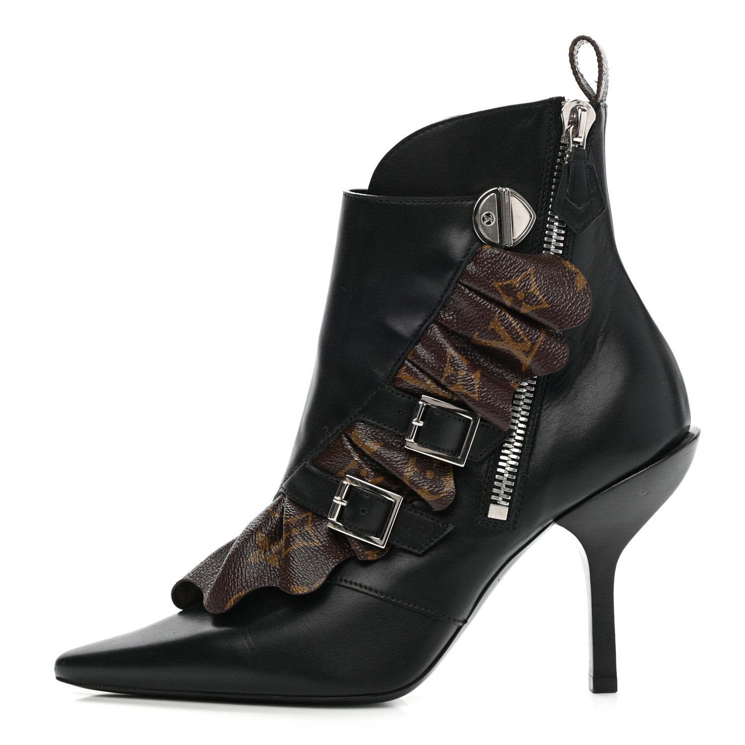 Louis Vuitton Calfskin Monogram Janet Ankle Boots 38 Black 1 of 8