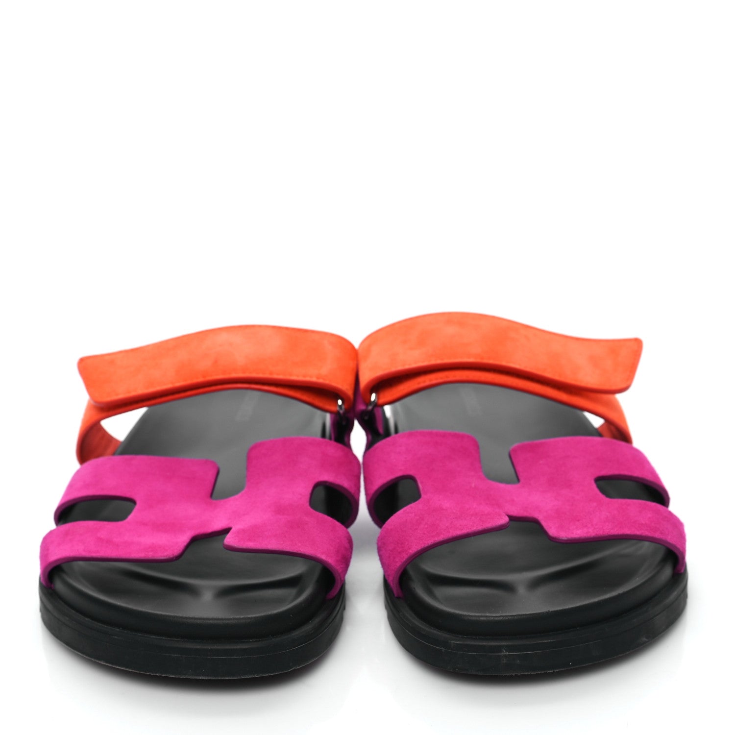 Hermes Suede Goatskin Womens Chypre Sandals 39.5 Rose Chapas Orange Synthetique 2 of 8