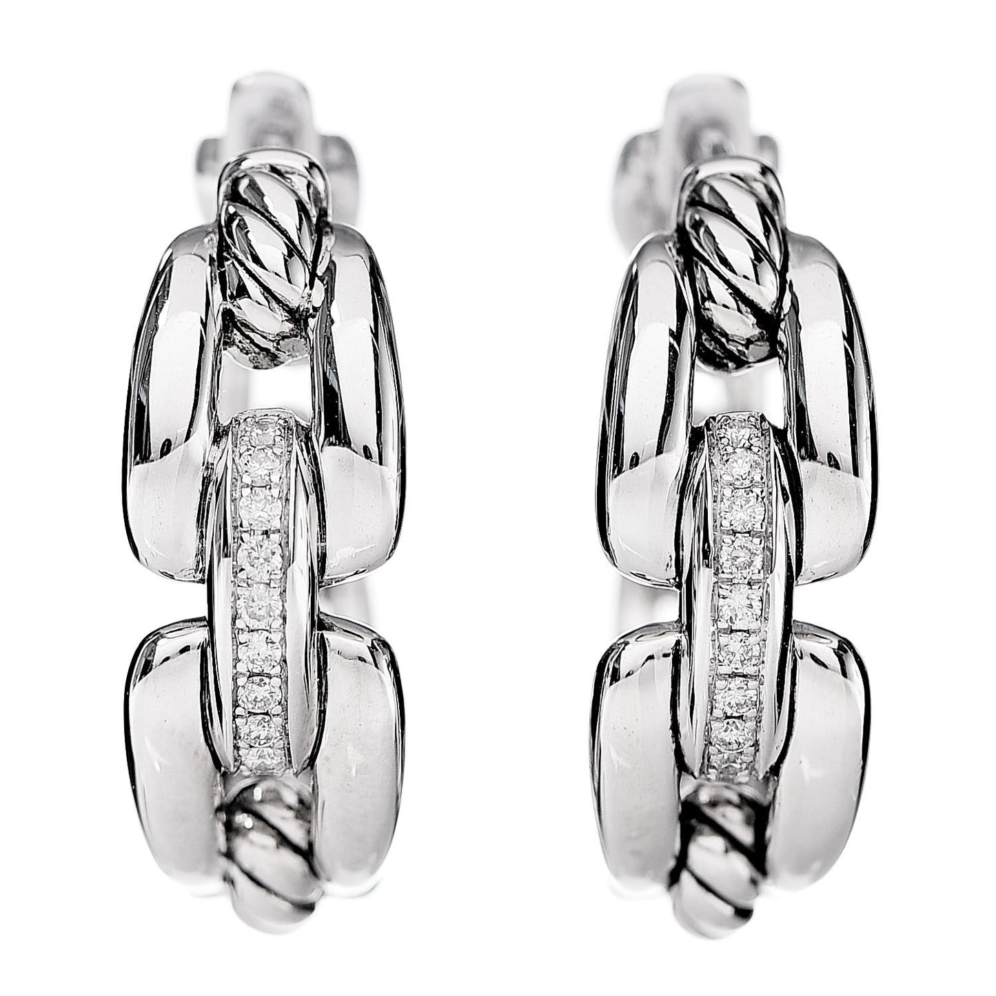 Sterling Silver Diamond 23mm Wellesley Hoop Earrings