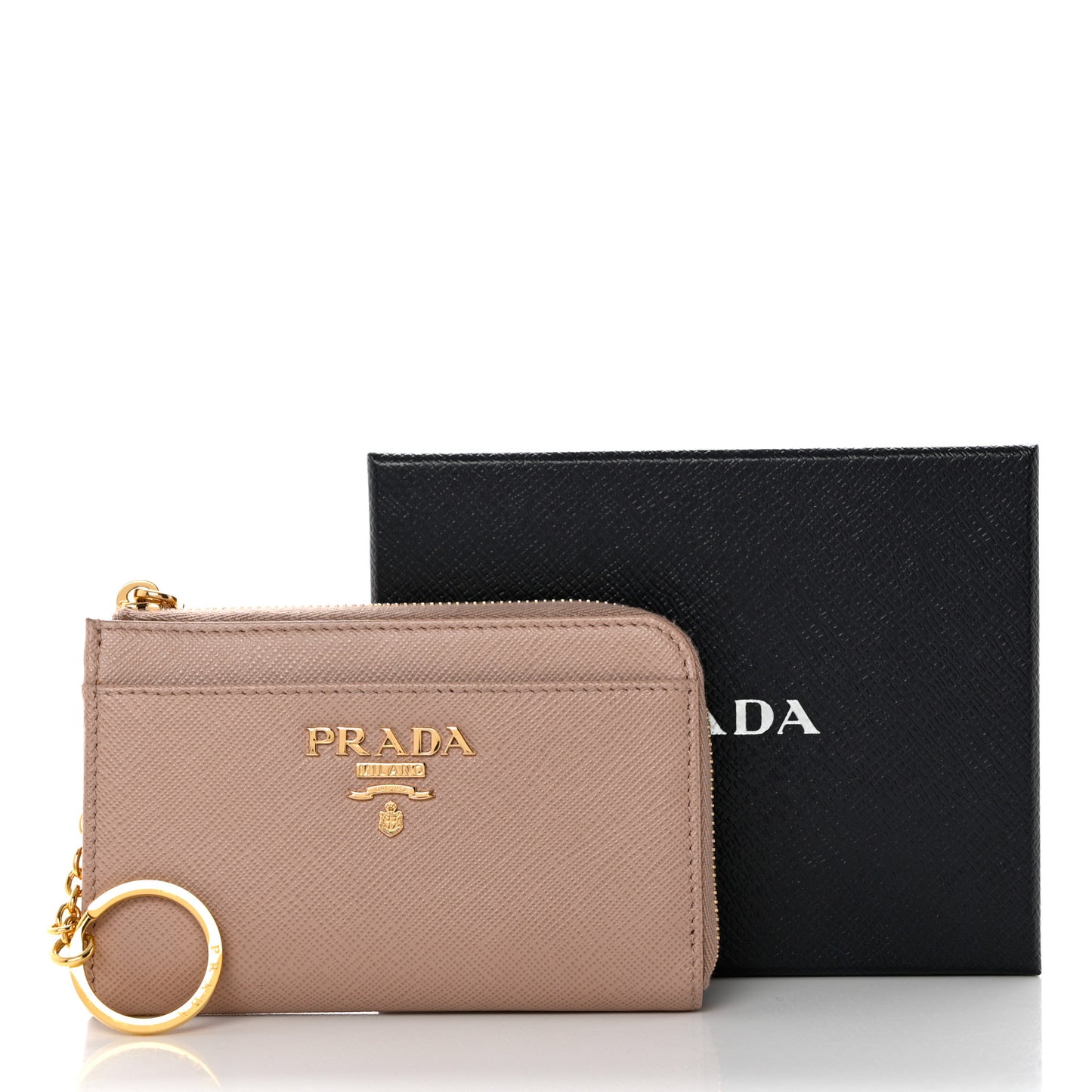 Saffiano Metal Zip Around Keychain Cipria