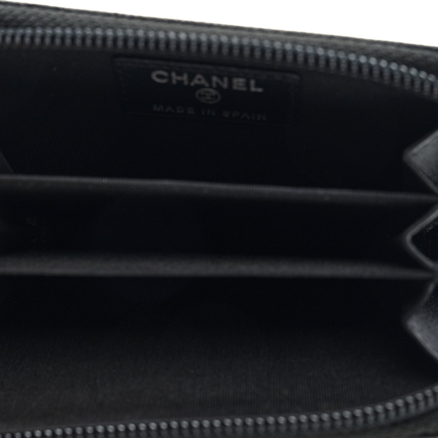 Caviar Quilted Boy Zip Around Coin Purse Wallet Black