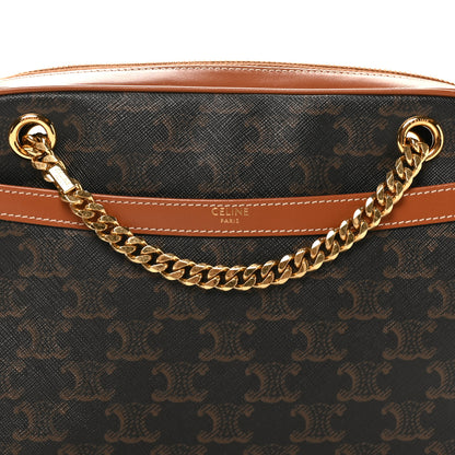 Celine Triomphe Canvas Calfskin Medium Patapans Tan 6 of 8