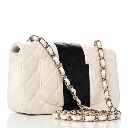 Chanel Lambskin Quilted Mini Rectangular Flap White Black 3 of 12