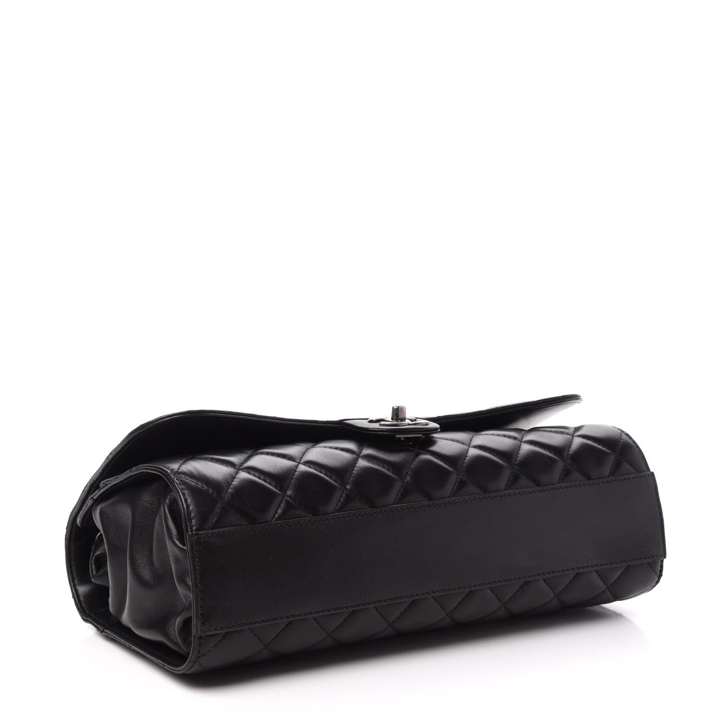 Lambskin Quilted Jumbo Grocery By Chanel Drawstring Shopping Bag Black