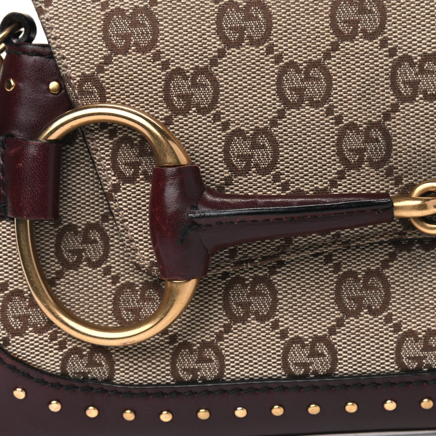 Monogram Studded Horsebit Clutch Bordeaux