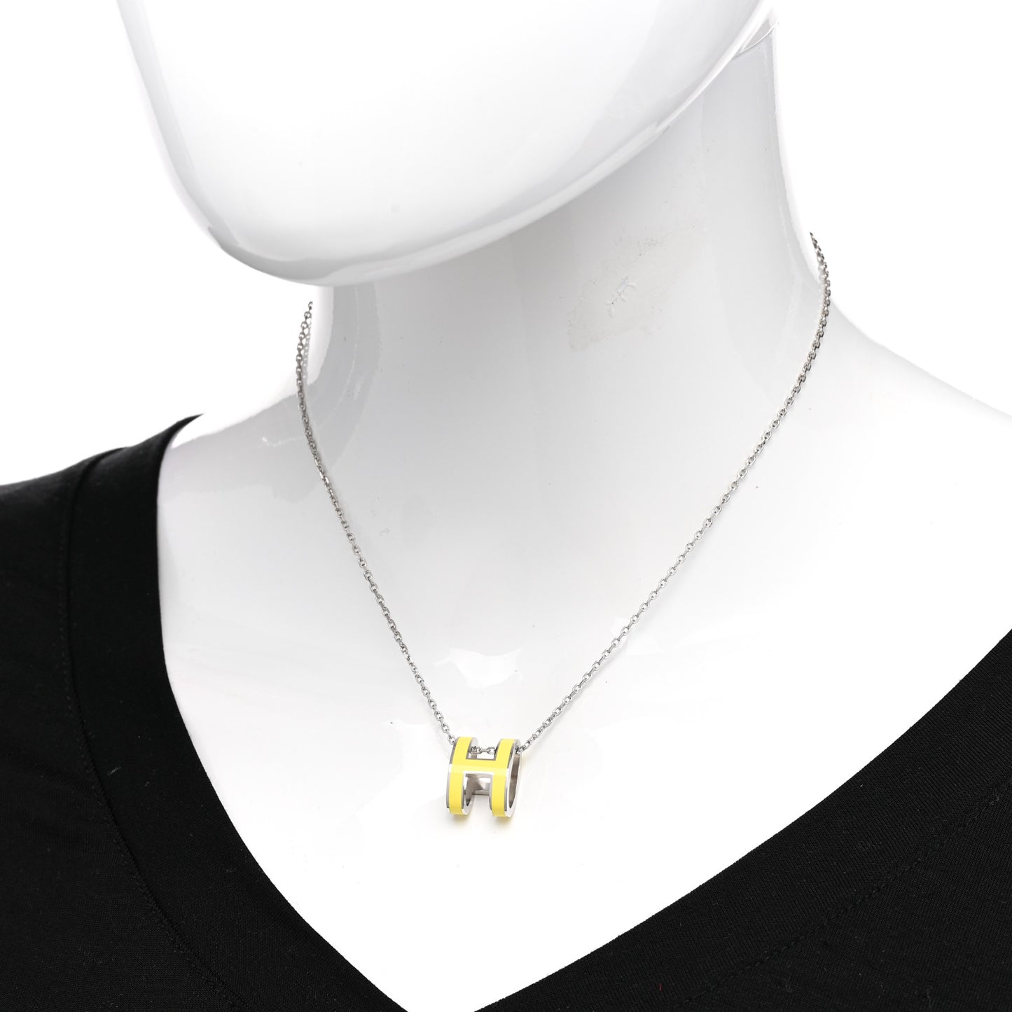 Lacquered Palladium Pop H Pendant Necklace Jaune Mimosa