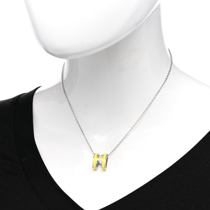 Hermes Lacquered Palladium Pop H Pendant Necklace Jaune Mimosa 2 of 8