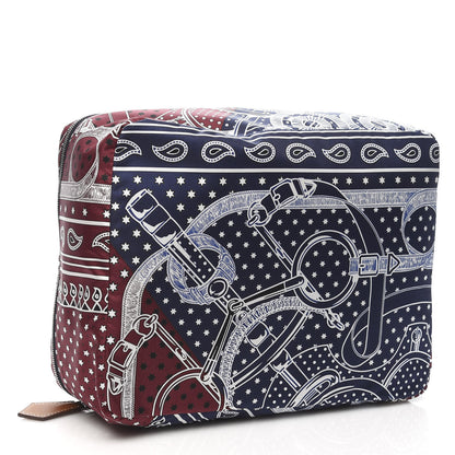 Hermes Silk Eperon d'Or Bandana Travelsilk PM Cube Bordeaux Bleu Marine 4 of 9