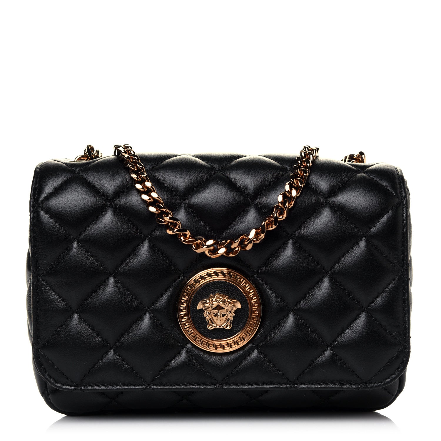 Versace Nappa Quilted Small Medusa Chain Crossbody Black 1 of 10