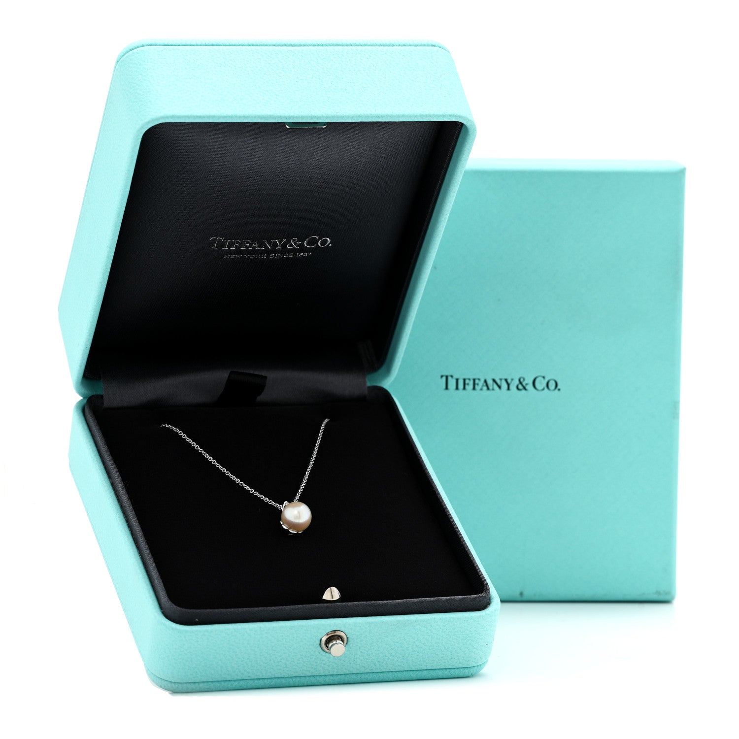 Tiffany 18K White Gold Diamond Akoya Cultured Pearl 7-7.5mm Signature Pendant Necklace 7 of 7