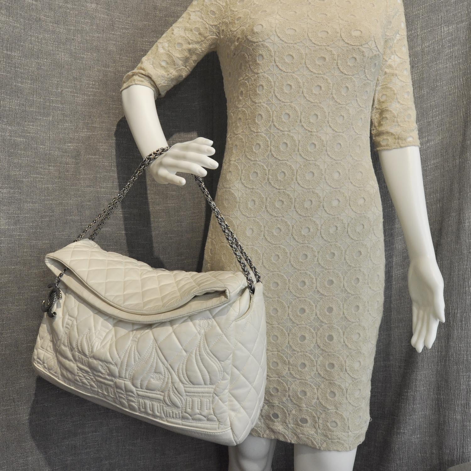 Chanel Lambskin Quilted Large Paris Moscou Red Square Bag Ivory 3 of 9