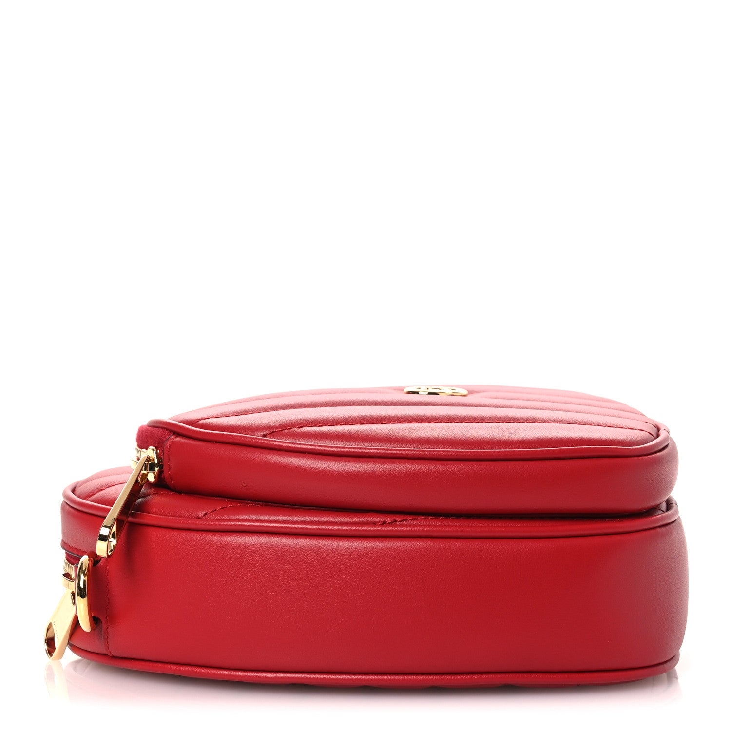 Gucci Calfskin Matelasse Diagonal Mini Interlocking G Heart Shoulder Bag Hibiscus Red 4 of 10