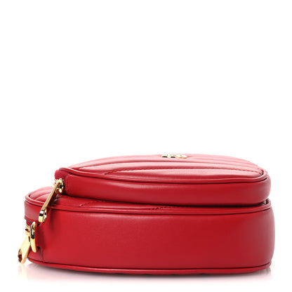 Gucci Calfskin Matelasse Diagonal Mini Interlocking G Heart Shoulder Bag Hibiscus Red 4 of 10