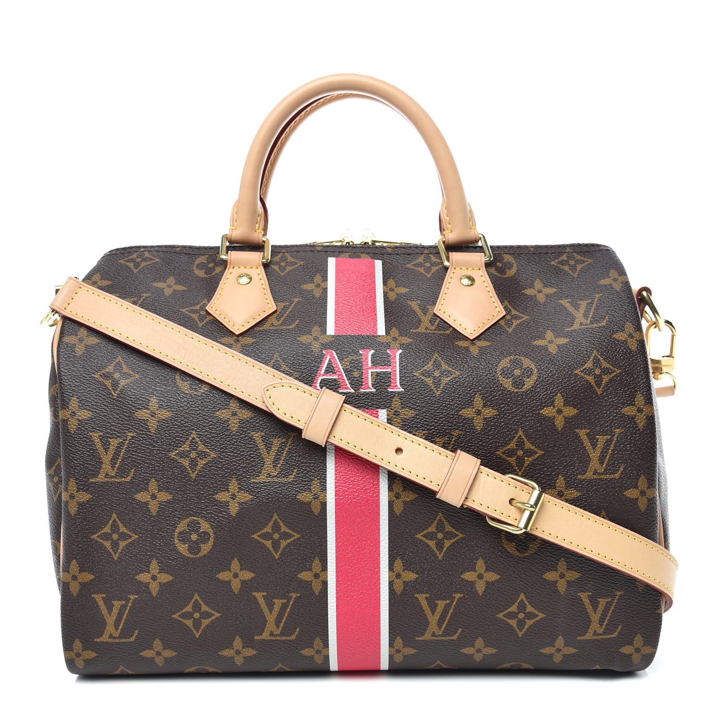 Monogram My LV Heritage Speedy Bandouliere 30 Fuchsia White