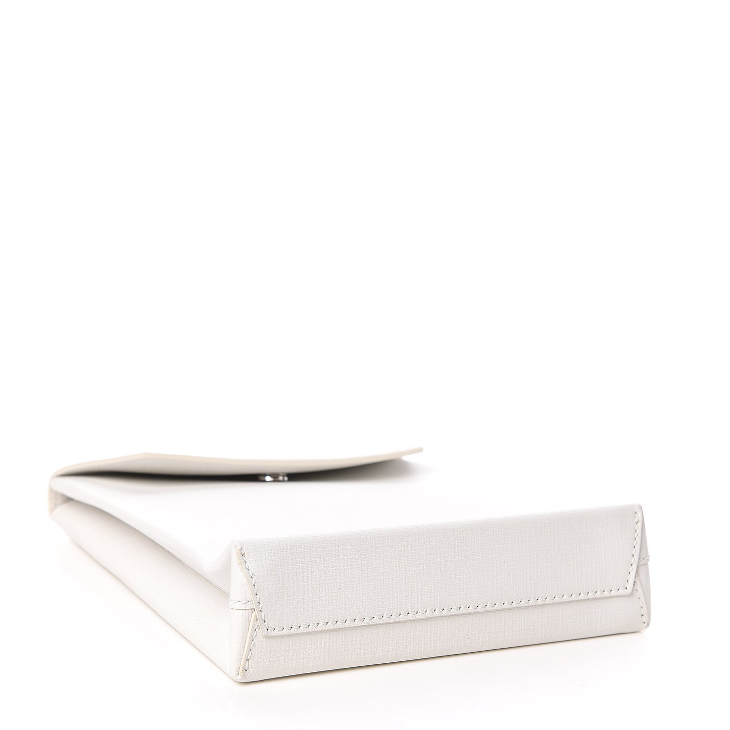 Squared Calfskin Logo Shopping Envelope Clutch White